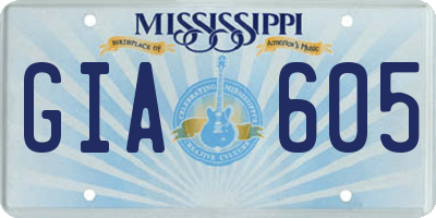MS license plate GIA605