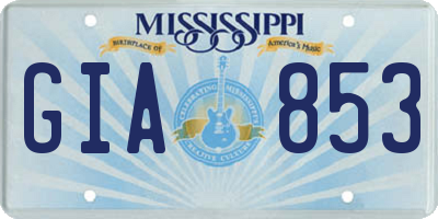 MS license plate GIA853