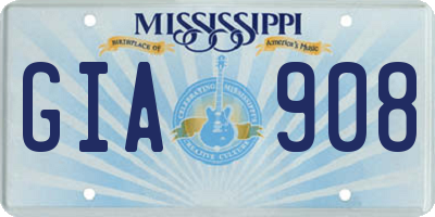 MS license plate GIA908