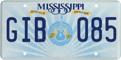 MS license plate GIB085