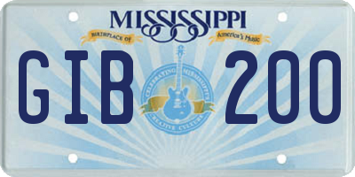 MS license plate GIB200