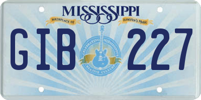 MS license plate GIB227
