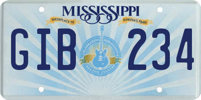 MS license plate GIB234