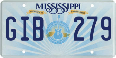 MS license plate GIB279