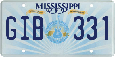 MS license plate GIB331