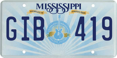 MS license plate GIB419