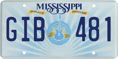 MS license plate GIB481