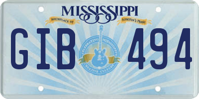 MS license plate GIB494