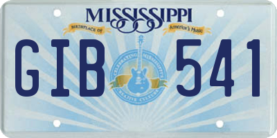 MS license plate GIB541