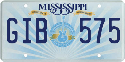 MS license plate GIB575