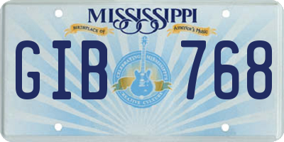 MS license plate GIB768