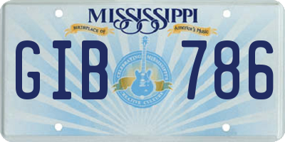 MS license plate GIB786
