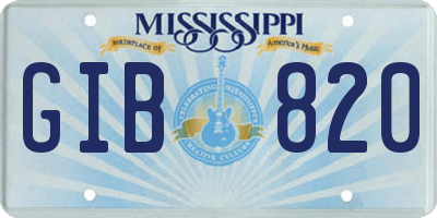 MS license plate GIB820