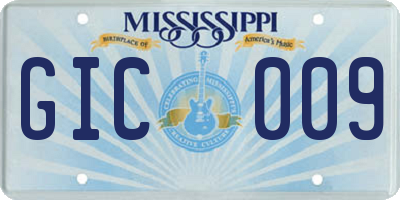 MS license plate GIC009