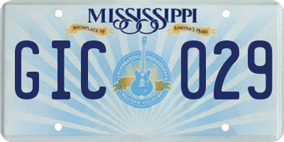 MS license plate GIC029