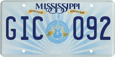 MS license plate GIC092