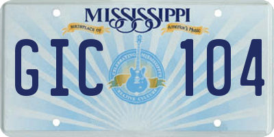 MS license plate GIC104