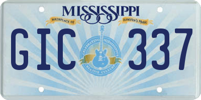 MS license plate GIC337
