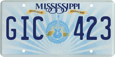 MS license plate GIC423