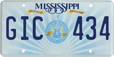 MS license plate GIC434