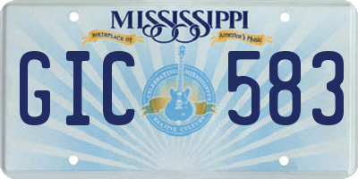 MS license plate GIC583
