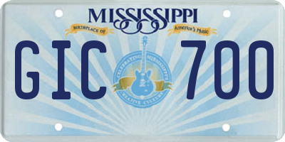 MS license plate GIC700