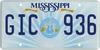 MS license plate GIC936