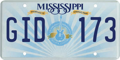 MS license plate GID173