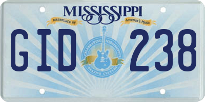 MS license plate GID238