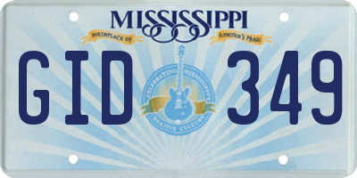 MS license plate GID349