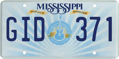 MS license plate GID371