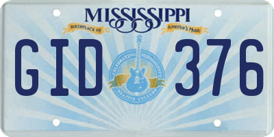 MS license plate GID376