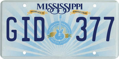 MS license plate GID377