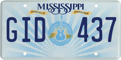 MS license plate GID437