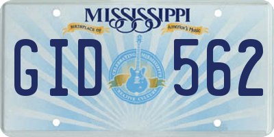 MS license plate GID562