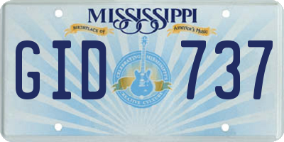 MS license plate GID737