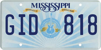 MS license plate GID818