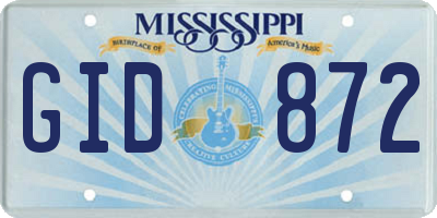 MS license plate GID872
