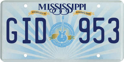 MS license plate GID953