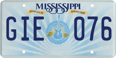 MS license plate GIE076