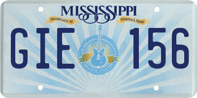 MS license plate GIE156