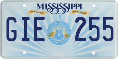 MS license plate GIE255
