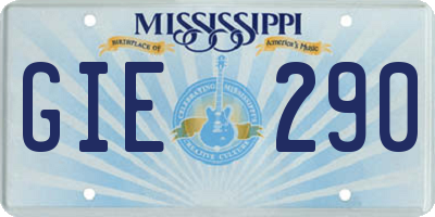 MS license plate GIE290