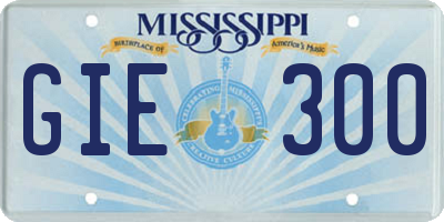 MS license plate GIE300