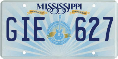 MS license plate GIE627