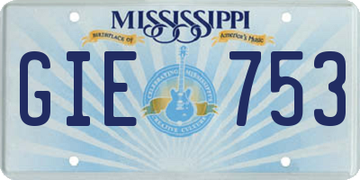 MS license plate GIE753