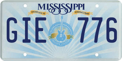 MS license plate GIE776