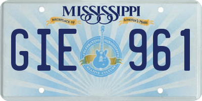 MS license plate GIE961