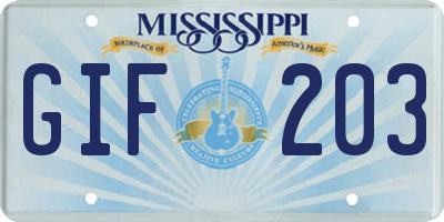 MS license plate GIF203