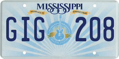 MS license plate GIG208